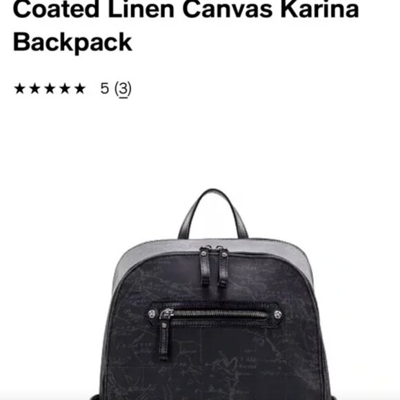 Patricia Nash Coated Linen Canvas Karina Backpack Black Map - Picture 15 of 16